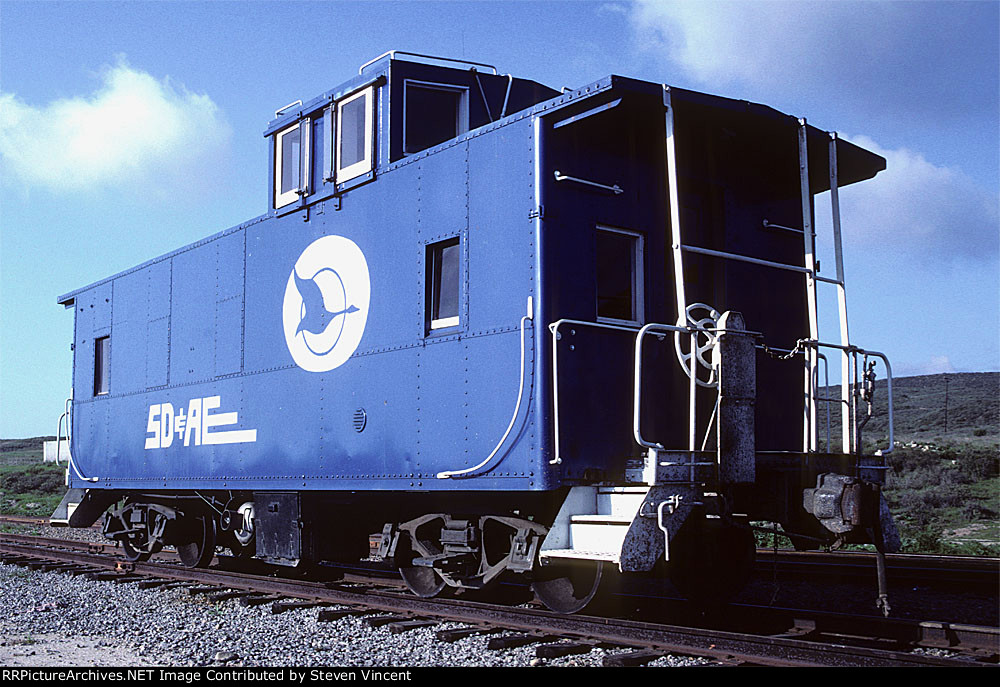 Ex SP caboose pained by Kyle as SD&AE but not numbered .